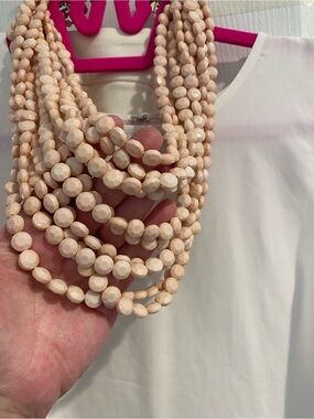 Source Unknown Cream Multi-Strand Faceted Bead Necklace